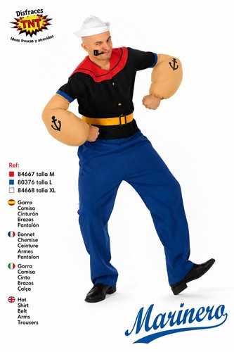 Herren popeye seemann kostüm - popeye,