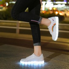 LED Leuchtende USB Aufladen Leuchtschuhe Regenbogen Turnschuhe Blinkschuhe
