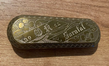 Antike Tabakdose, Metalldose, Aufschrift Garntal 19 D.K. 61