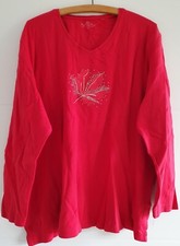 Big & Chic, Langarmshirt mit Blattmuster & Steinchen Damen, Rot, Gr.48 UVP 40€