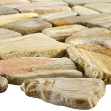 Muster Naturstein Marmor Bruchsteine Braun Mosaik Steine Beige Terrasse Wand Bad