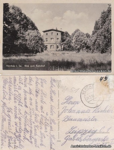 Postcard nerchau railway - nerchau,