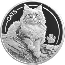 Fiji Cats 2025 Silber Katze 50 Cents 1 Oz Prooflike St BU PL Ausgabe 4 Fidschi