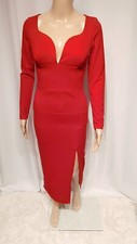 SEXY Rotes Damen Kleid mit Super Ausschnitt&Schlitz, Gr. S
