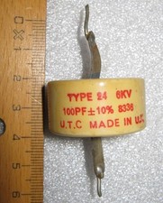 Vintage Hochspannungs-Kondensator 100pF 6000V U.T.C. USA