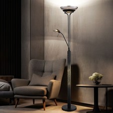 Stehlampe Deckenfluter Lesespot Glas rauch schwarz Lichteffekt LED Standleuchte