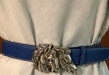 Damen Ledergürtel Mittelblau