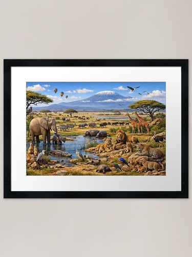 Safari landschaft gerahmter - safari,