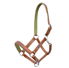 German Riding Lederhalfter "Lemon Tree" london / hellgrün- braun Strass Pony neu