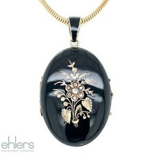 Medaillon Emaille 585 Gelbgold 14kt Diamantrosen Anhänger Biedermeier Foto 1644