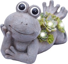 Solar Frosch Gartenfigur mit
