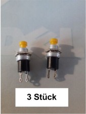 3 Stück Einbau Mini Taster 12V Drucktaster Push Button Switch,  7 mm, Gelb