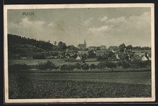 Ansichtskarte Plech, Teilansicht mit Kirche 