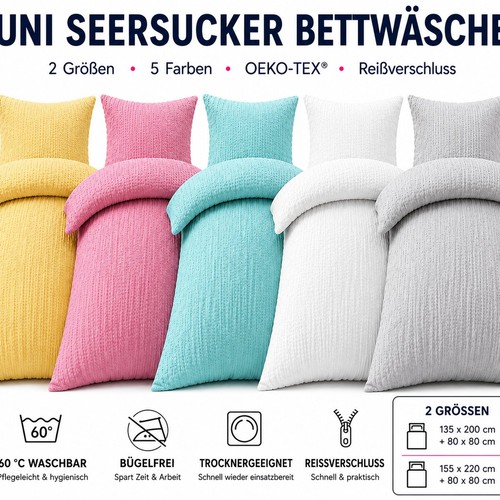 Seersucker bettwäsche uni - seersucker,