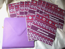 10 Einladungskarten zur Kommunion, Konfirmation, etc. 15x15cm beere