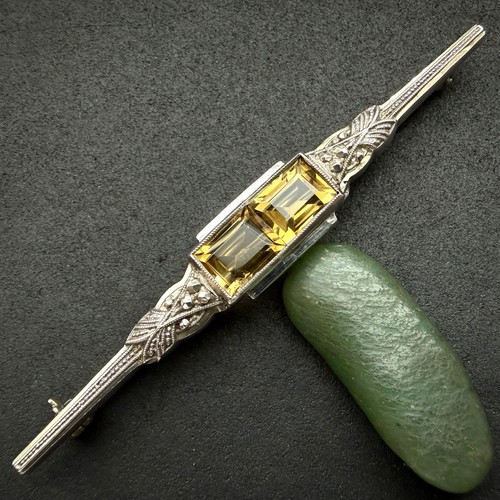 Art deco brosche silber - brosche, citrin