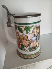 BMF Bierseidel Bierkrug Porzellan mit Zinndeckel 0,5 L