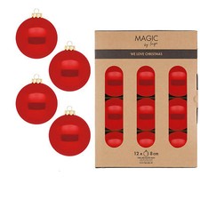 12 Weihnachtskugeln Glas 8cm