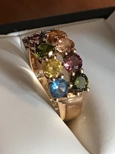 Toller Ring 925 St.Silber 18K Gelbgold Vergol.Multicolor Zirkonia Luxusschmuck