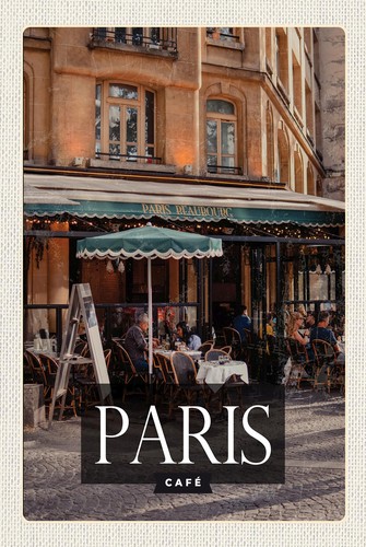 Blechschild 18x12 paris - paris, cafe