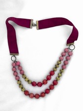 Perlenkette • Halskette in pink/rot/gold • Statementkette • Modeschmuck
