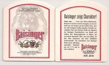 Baisinger, Rottenburg - alter Bierdeckel "Baisinger zeigt Charakter!"