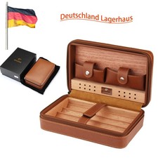 Reise Leder Zedernholz 4ct Zigarren Humidor Handtasche Zigarrenetui Tragbar