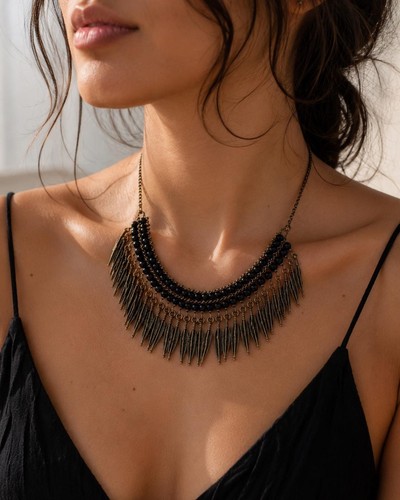 Boho schwarz kristall - boho, perlen