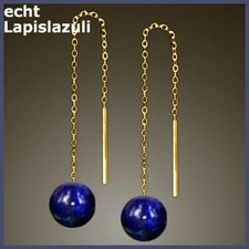 585 ECHT GOLD *** Lapislazuli Ohrhänger Ohrstecker Durchzieher Ohrringe, 65 mm