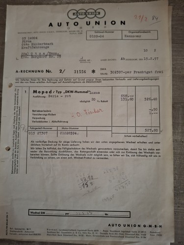 Auto union rechnung - auto, original
