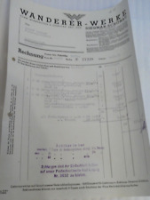 WANDERER Fahrrad RECHNUNG 1937