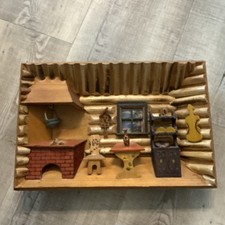 3D Holzbild  Historische Deutsche Bauernstube  Vintage