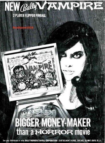 1971 bally vampire pinball - , "vampire"