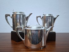 Christofle Teeset versilbert mit Monogramm AH Art Deco antik