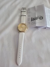 Armbanduhr für Frauen In Gold  weißes Armband 