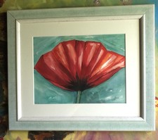 Gerahmtes Mohnblumenbild  gerahmt Aquarell 49 x 40 cm