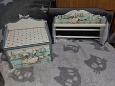 Vintage Gänse Küchenrollenhalter Holz + Zwiebel/ Knoblauchbox