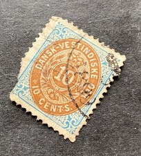 Danish West-Indies Denmark Dansk 1876 - used faulty (!) stamp Michel No. 11