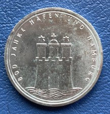 10 DM Gedenkmünze Silber 1989 J 800 Jahre Hamburger Hafen