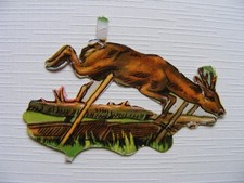 Glanzbild Oblate Poesiealbum Sammlung Kinder alt Tiere recht alt Hirsch Rotwild