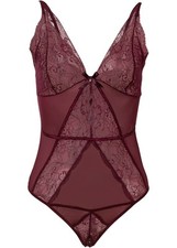 Stringbody mit verlockenden Spitzeneinsätzen Gr. 36/38 Ahornrot Damen-Body Neu*