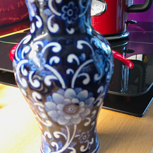 Porzellanvase blau weiß - porzellanvase, blau/weiß
