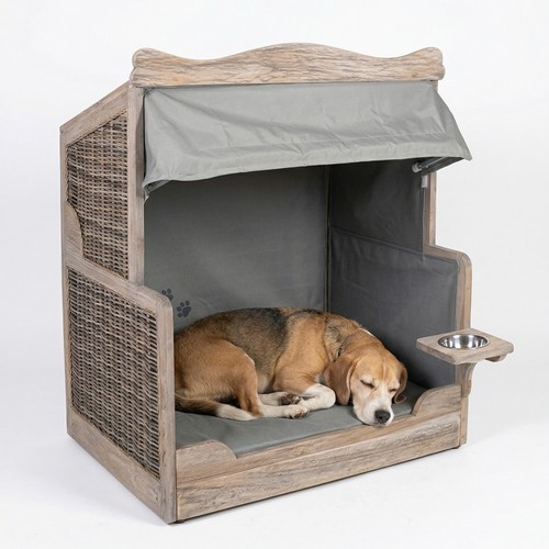 Hundestrandkorb aus teakholz - aus,