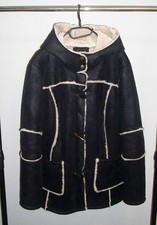 Damen Winterjacke / Mantel in Wildlederoptik mit Fell & Kapuze - Größe: 46