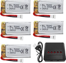 3.7V 500mAh Lipoakku mit 5 in 1 Ladegerät für Hubsan H107L/C/D/P X5S H31 H6D J