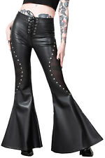 KILLSTAR Kunstleder Schlaghose - Sabina's Sacrifice Schnürung Mesh Nieten Gothic