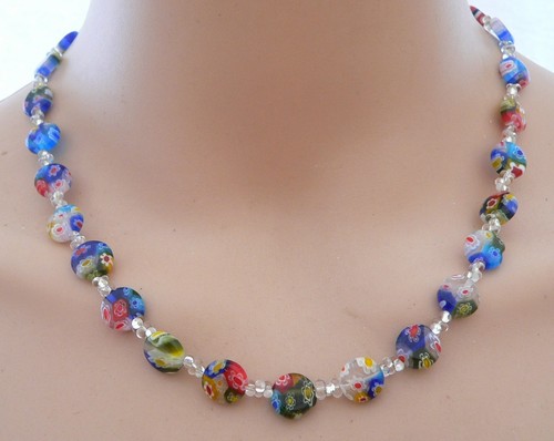 Halskette millefiori glas - halskette,