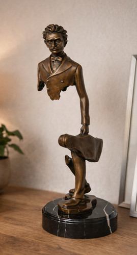 Bronzefigur reisender mit - bronzefigur,