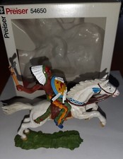 Preiser Elastolin 54650 "Indianer" zu Pferd mit Tomahawk und Schild in OVP