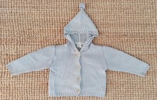 Süße Baby Strickjacke – Größe 80 – 100% Baumwolle Hellgrau  mit Kaputze